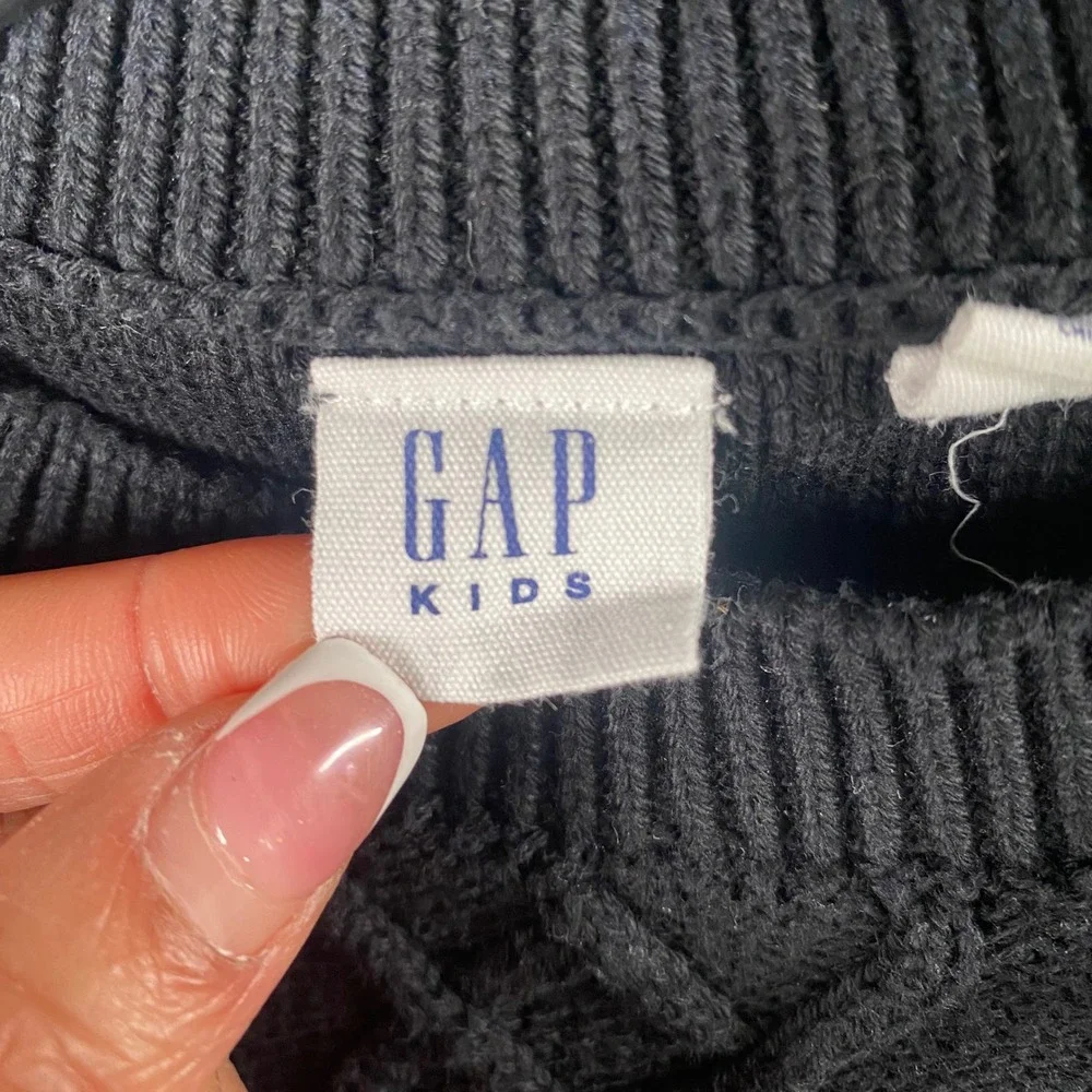 GAP Kids‎ Black Cable Knit Sweater Dress Size Small Fisherman Preppy Cozy